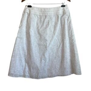 Croft & Barrow Women Midi Skirt 12 White Subtle Floral Cottage Boho Fairy Office